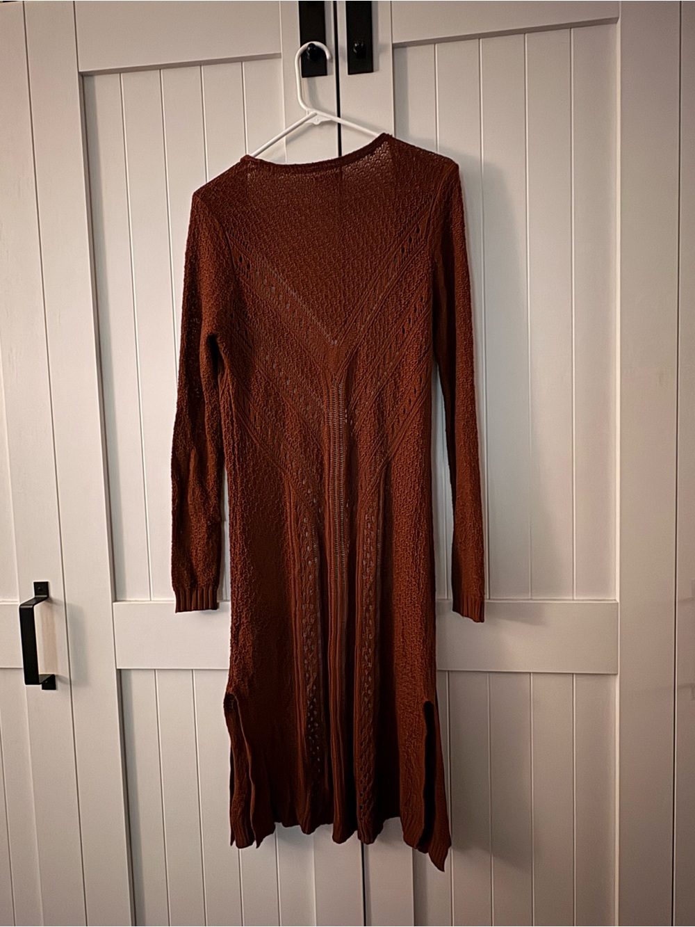 It's Our Time Rust-Brown Long Open-Front Knit Dress - Picture 2 of 2